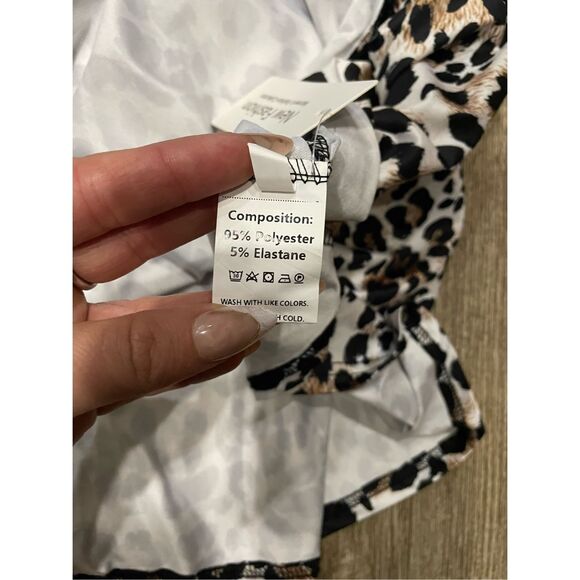 New Fashion Blue and Cheetah Print Tiered Dress L New - Picture 4 of 6